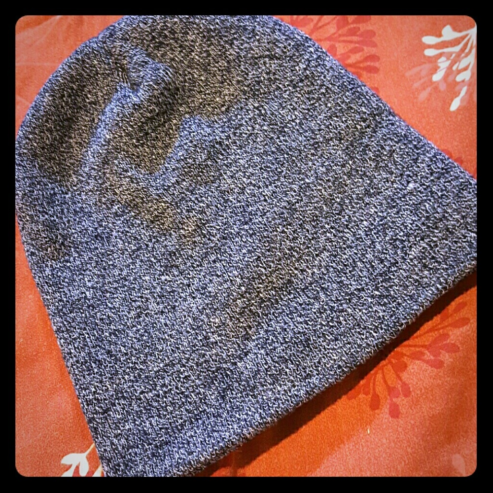 Blue and white beanie